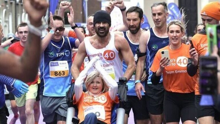 De klarte det! Colin Farrell og Emma Fogarty krysser mÃ¥lstreken i Dublin Marathon