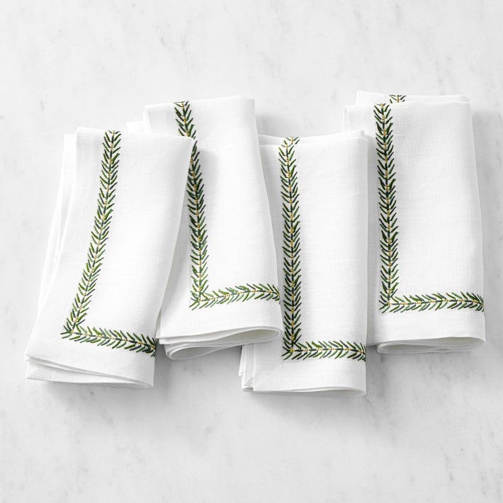 Leaf Garland broderte servietter, sett med 4 Leaf Garland broderte servietter, sett med 4