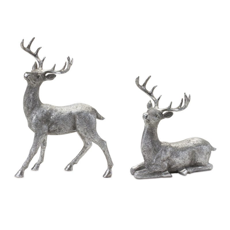 Sølv hjortstatuer, sett med 2 Sølv hjortstatuer, sett med 2