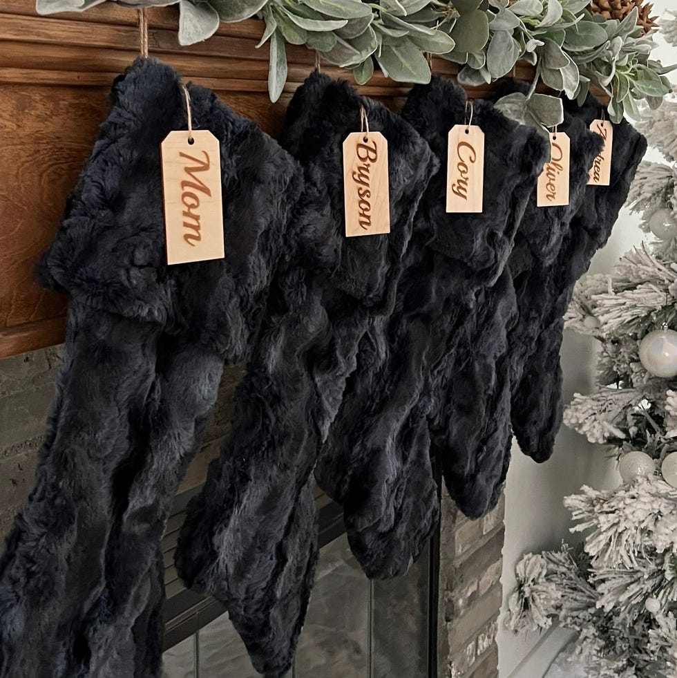 Personlig svart julestrømpe