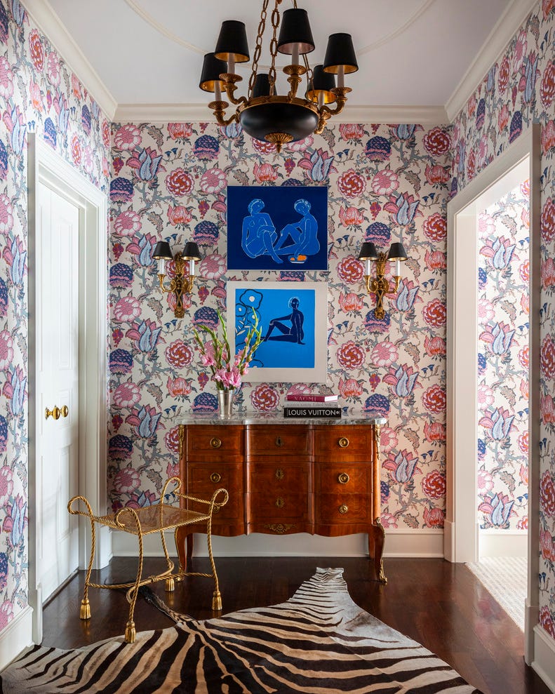 hus i Chicago-forstaden hinsdale, Illinois designet av sarah vaile interiørdesign vestibyle
