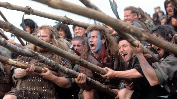 Mel Gibson i en kampscene fra filmen Braveheart, 1995