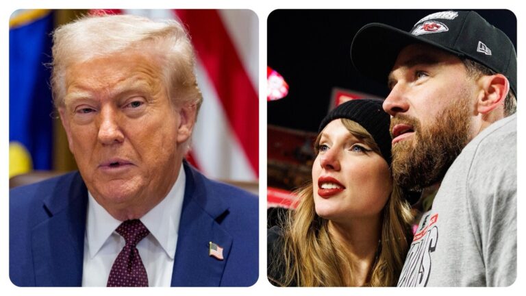 Trump Ã¸nsker Taylor Swift og Travis Kelce 'Mye flaks' pÃ¥ deres engasjement