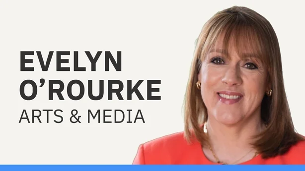 Visual med ordene Evelyn O'Rourke Arts and Media som inkluderer et bilde av Evelyn