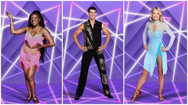 Et collagebilde av Dancing with the Stars-deltakerne TolÃ¼ Makay Philip Doyle og Amber Wilson