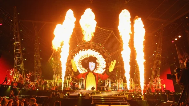 Take That opptrer pÃ¥ scenen for deres 'Circus'-turnÃ© holdt pÃ¥ Wembley Stadium 1. juli 2009 i London