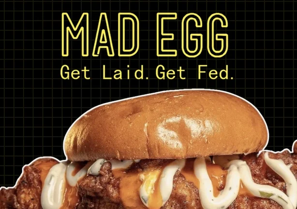 Mad Egg burger og reklame