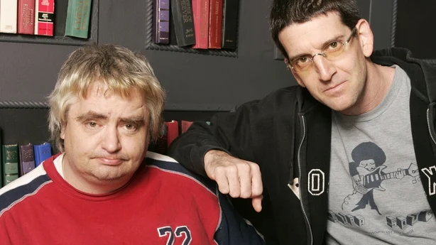 (LR) Daniel Johnston og regissÃ¸r Jeff Feuerzeig pÃ¥ Sundance Film Festival i Park City, Utah, januar 2005 (Foto av J. Vespa/WireImage)