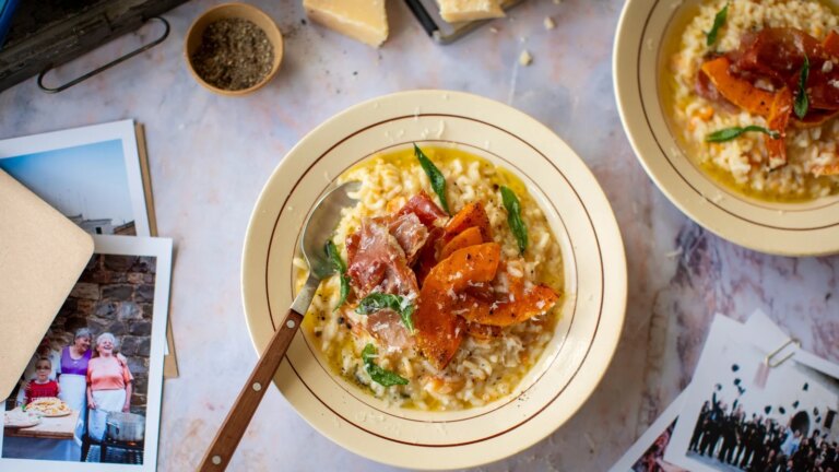 Donals italienske kjÃ¸kken: Squashrisotto med sprÃ¸ prosciutto
    

