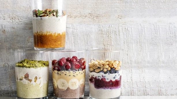 Havre - Mat, Krukke, Havregryn, Mousse - Dessert, Mat og Drikke, Mat, Drikke, Grøt, Frokost, Antioksidant, Bær, Frokost, Chiafrø, Yoghurt, Melk, Frukt, Peanøtt, Mandel, Plantemelk