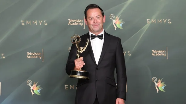Darran Tiernan, vinner av prisen Outstanding Cinematography for a Series (One Hour) for Spider-Noir - Step Into My Office ved Emmy Awards på Peacock Theatre 6. september 2026 i Los Angeles. (Foto av Kevin Winter/Getty Images)